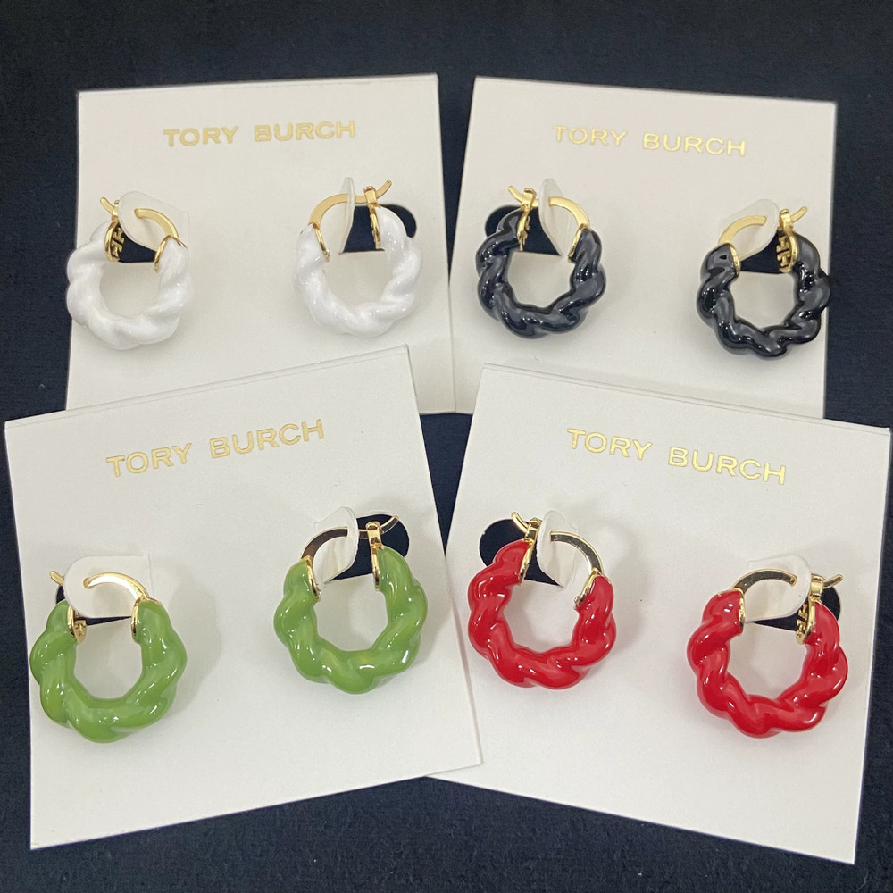 Tory Burch Geometric Spiral Enamel Earrings